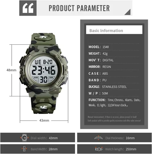 Vista 4 de Dayllon Kids Digital Watch Outdoor Sports 50M Waterproof Electronic Watches Alarm Clock 1224 H Stopwatch Calendar Boy Girl Wristwatch