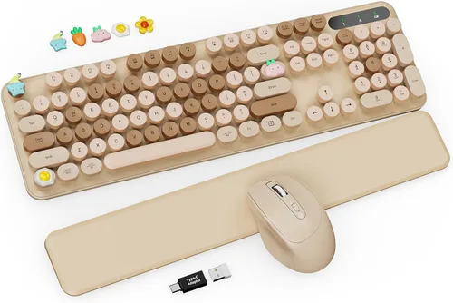 Vista 14 de Combo de teclado y mouse inalámbricos, bonita máquina de escribir Púrpura olvidado