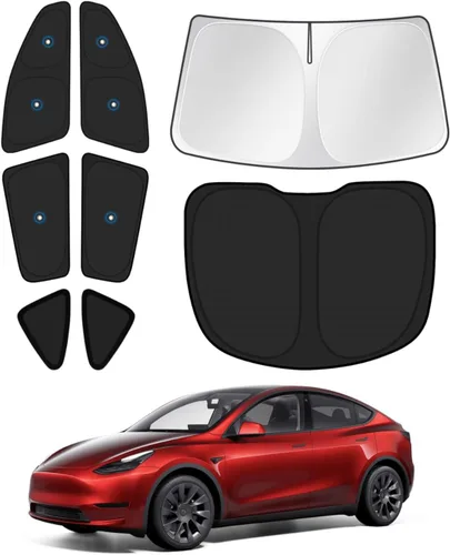 Vista 162 de Canvcle Parasol para parabrisas para Tesla modelo Y/3 2017-2025 2026 (compatible con modelos 2025 Y Juniper/2024 Modelo 3 Highland), parasol grueso