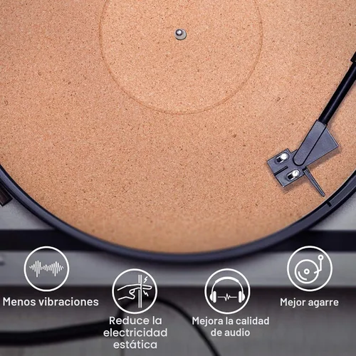 Vista 3 de PRO SPIN - Tapete giratorio de corcho para tocadiscos de vinilo LP (0.118 pulgadas) Tapete para tocadiscos con soporte de sonido acústico de alta
