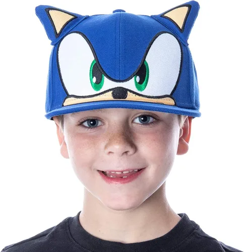 Vista 2 de Bioworld Sonic The Eedgehog Hat Bordado 3D Character Face and Earars Snapback Gorra