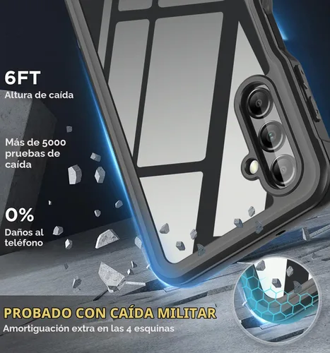 Vista 4 de Funda impermeable para Samsung Galaxy A14 5G, protector de pantalla integrado, cuerpo completo de 360°, resistente a prueba de golpes, a prueba