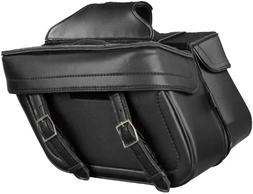 Vista 14 de Milwaukee Leather SH66901ZB - Alforjas medianas de PVC negro con 2 correas, colocación por encima, con ribetes reflectantes - Talla única