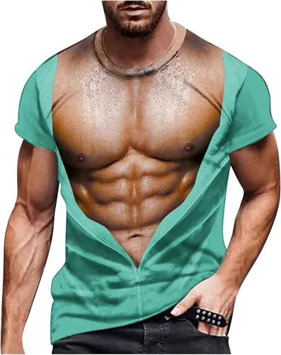 Vista 17 de Camisetas gráficas para hombre, grandes y altas, de manga corta, con estampado muscular, cuello redondo, casual, holgadas, para verano