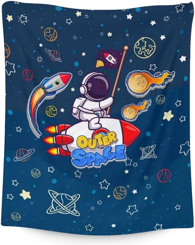 Vista 9 de Regalos de planeta – 30 x 40 pulgadas Lindas mantas amantes de los planetas para niños – Manta suave y mullida azul para regazo y oficina