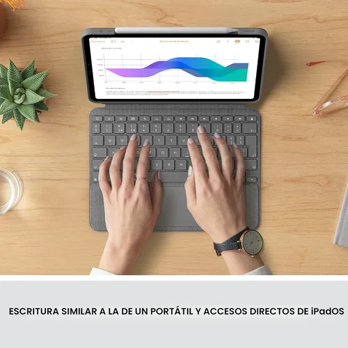 Vista 10 de Logitech Combo Touch - Funda con teclado retroiluminado desmontable para iPad Pro de 11 pulgadas