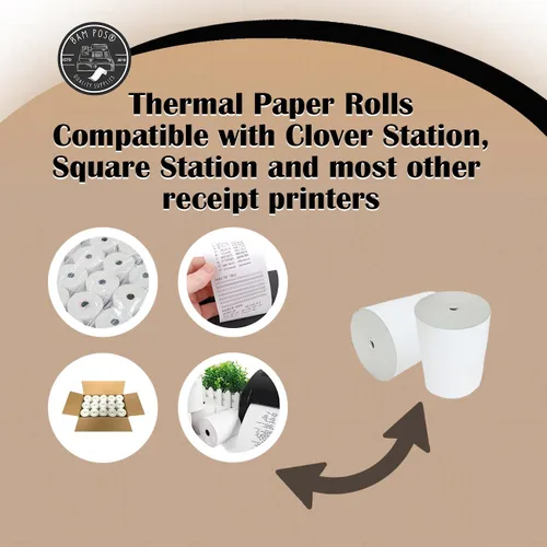 Vista 10 de BAM POS - Rollos de papel térmico para recibos, 3-1/8 x 190 pies, sin BPA (30 rollos)