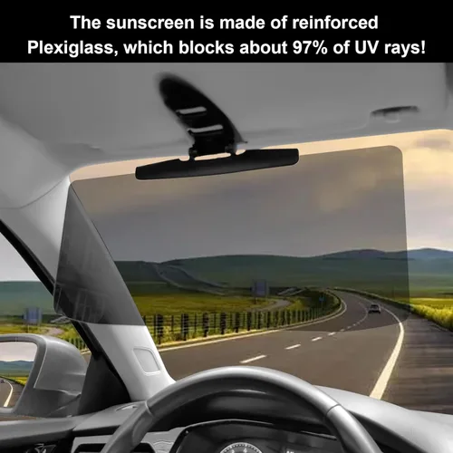 Vista 7 de Visera solar para automóvil, extensor universal de visera polarizada antirreflejos, 72.5% de tasa de bloqueo de luz fuerte, protege