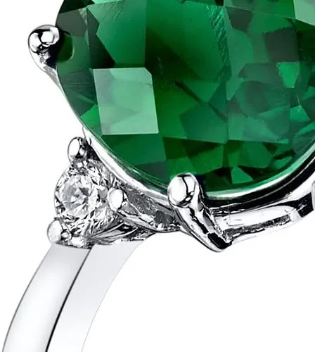 Vista 2 de Anillo de oro blanco de 14 quilates con diamantes de esmeralda de 2,50 quilates de corte ovalado