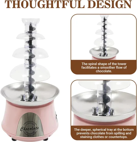Vista 4 de Máquina de fuente de chocolate, 120 V, 180 W, 4 niveles, máquina eléctrica de fuente de chocolate para fondue de chocolate, máquina para reuniones