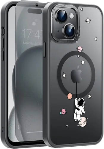 Vista 81 de Goodon para iPhone 15 Pro Max con protector de pantalla de privacidad, compatible con Magsafe, funda translúcida mate a prueba de golpes - Linda