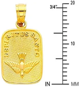 Vista 3 de 14K Amarillo Oro Religioso Bautismo Colgante con 1,6mm Figaro Cadena Collar