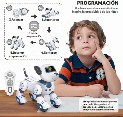 Vista 2 de Perro Robot de Juguete con Control Remoto: Perro Robótico Programable para Niños, Perro Robot Interactivo Inteligente, Mascota Robot que Baila