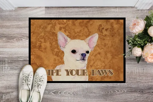 Vista 2 de Caroline's Treasures SS4902JMAT Chihuahua Wipe Your Paws - Felpudo para puerta delantera, 24 x 36 pulgadas, para interiores y exteriores