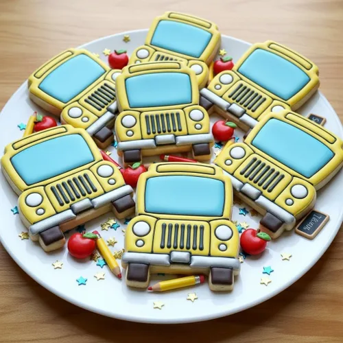 Vista 7 de Sweet Prints Inc Set of 2 School Bus Front Cookie Cutter - Dishwasher Safe (X-Small - 2")