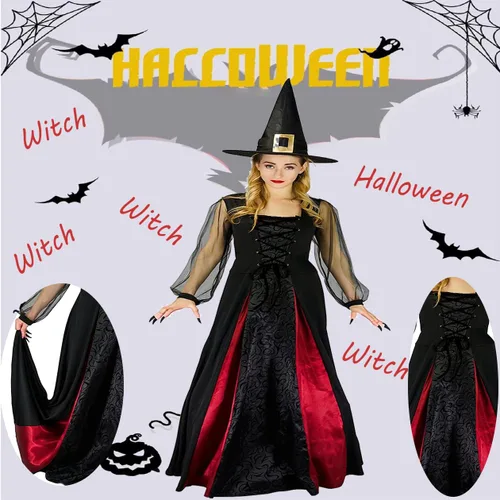 Vista 2 de DSplay Disfraz de bruja extraña de Halloween para mujer