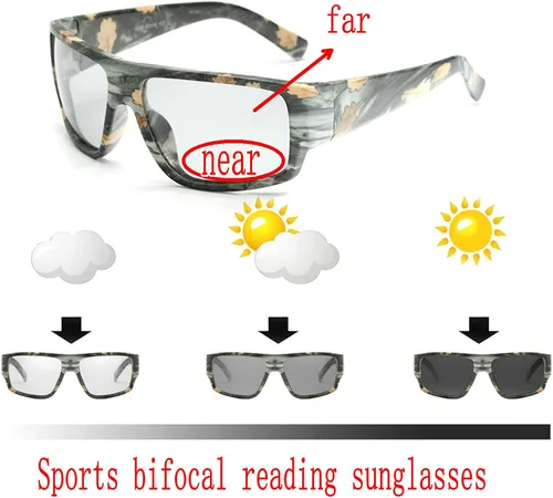 Vista 2 de Mincl Lente Fotocrómica Hombres Cuadrado Deportes Presbípicos Bifocales Gafas De Lectura Para Hombres Transición Gafas De Sol