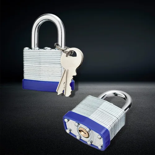 Vista 2 de Lock Candados para exteriores, candado laminado con llave, cuerpo ancho de 1-9/16 pulgadas, juego de candados con llaves (paquete de 12)