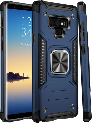 Vista 7 de IKAZZ Funda para Galaxy Note 9, TPU suave y flexible de doble capa y policarbonato duro, antideslizante, de cuerpo completo, resistente, funda Azul