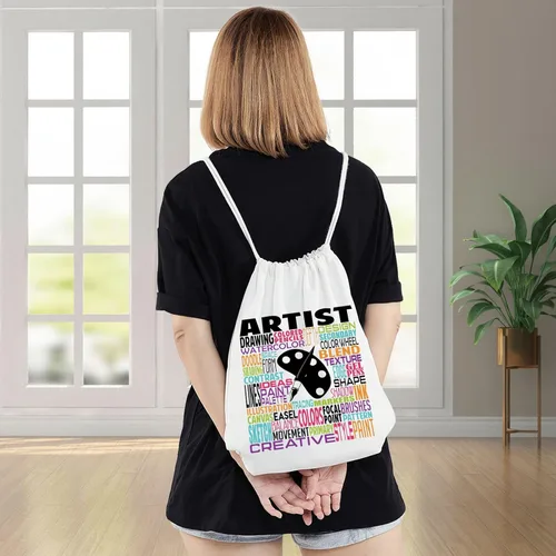 Vista 3 de LEVLO Bolsa de lona para artista, regalo para profesor de arte, bolso de hombro artístico para estudiantes de arte graduado