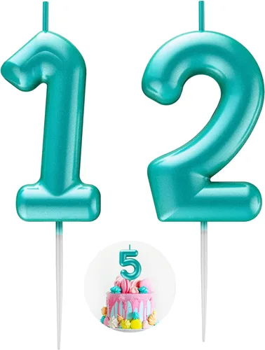 Vista 175 de Vela Azul Número 15 de Cumpleaños Velas 3D de Número para Pastel de Cumpleaños Decoración de Fiesta de Cumpleaños Suministros para Boda
