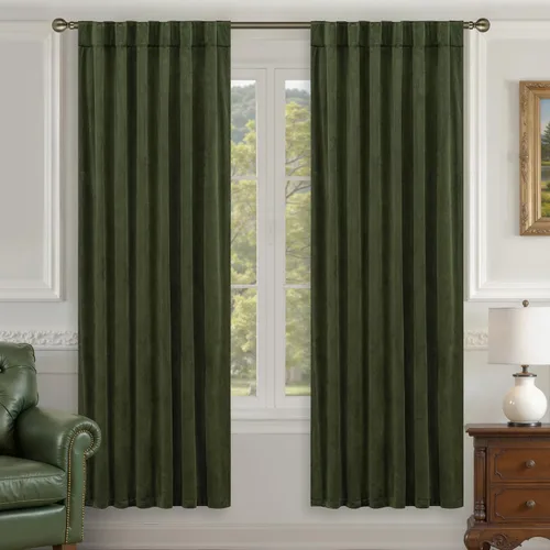 Vista 34 de LAMIT - Paneles de terciopelo beige para sala de estar de 72 pulgadas de largo, elegantes cortinas aisladas térmicamente e insonorizadas