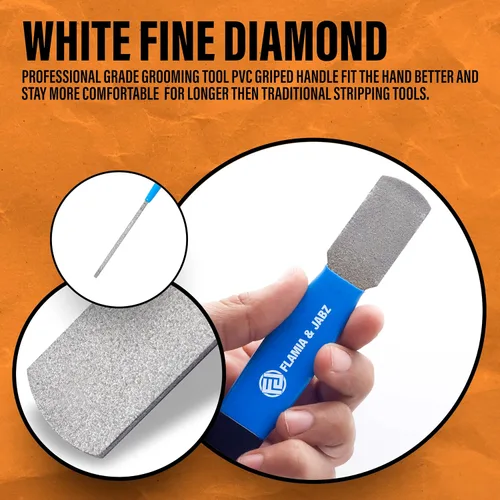 Vista 5 de Pelar con bordes de diamante de metal para perros, gatos y mascotas con agarre de plástico (fino)