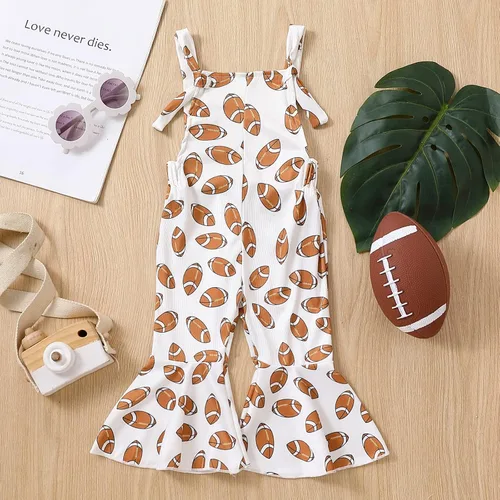 Vista 5 de Lamuusaa Traje de fútbol para niña pequeña, sin mangas, con tirantes, overoles acampanados, talla 6M-4T