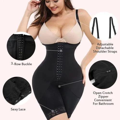 Vista 2 de M MYODRESS Faja Colombiana Fajas moldeadoras para mujer, levantamiento de glúteos, control de abdomen, moldeador de cuerpo, busto abierto
