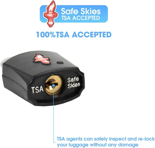 Vista 6 de TSA Candados para equipaje (paquete de 3) Candados con llave de núcleo de latón para maletas, armarios de gimnasio y mochilas escolares Cerradura