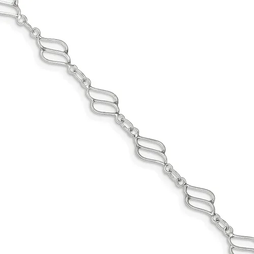 Vista 2 de Plata de ley Fancy Enlace Tobillera Cadena Joyería 10
