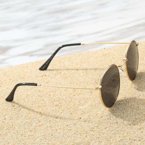 Vista 2 de Pro Acme Gafas de sol polarizadas de metal redondas pequeñas para mujer, estilo retro de diseñador