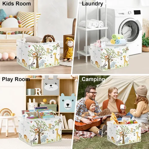 Vista 7 de Clastyle Woodland Nursery Animal Tree Baby Gift Storage Basket para habitación de niños Impermeable grande ropa sucia libro regalo juguete