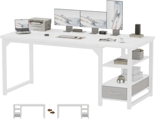 Vista 47 de Mericonia Escritorio para computadora, escritorio de juegos para espacios pequeños, mesa de estilo moderno y simple para oficina en casa, mesa