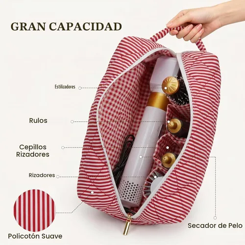 Vista 3 de HiTotes Bolsa de viaje para herramientas para el cabello, compatible con Dyson Airwrap acolchada con estampado de leopardo, estuche de viaje