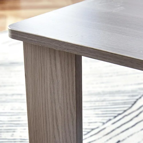 Vista 5 de Mesas de centro modernas de 2 niveles rectangulares de madera con amplio almacenamiento, perfectas para sala de estar, decoración de sala