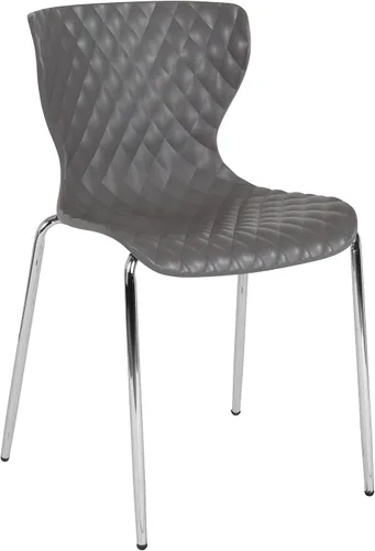 Vista 11 de Pemberly Row Silla de comedor de plástico moderna en negro y cromado