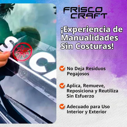 Vista 3 de Frisco Craft Rollo de cinta de transferencia transparente con adhesivo Rejilla azul