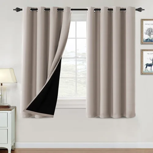 Vista 119 de H.VERSAILTEX Cortinas 100% de opacidad para dormitorio, con aislamiento térmico, cortinas opacas de 63 pulgadas de largo, cortinas de bloqueo