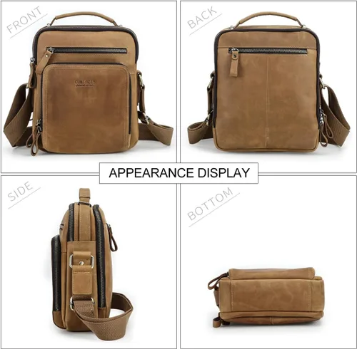 Vista 2 de CONTACTS Bolso de mensajero de cuero para hombre, bolso de mensajero, bolso cruzado de cuero genuino para el hombro 9.7 pulgadas, bolsa para iPad