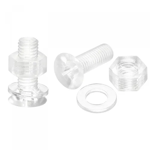 Vista 19 de uxcell Tornillos de máquina Phillips de plástico M6 x 0.472 in con tuercas y arandelas planas, pernos de máquina de cabeza plana de PC