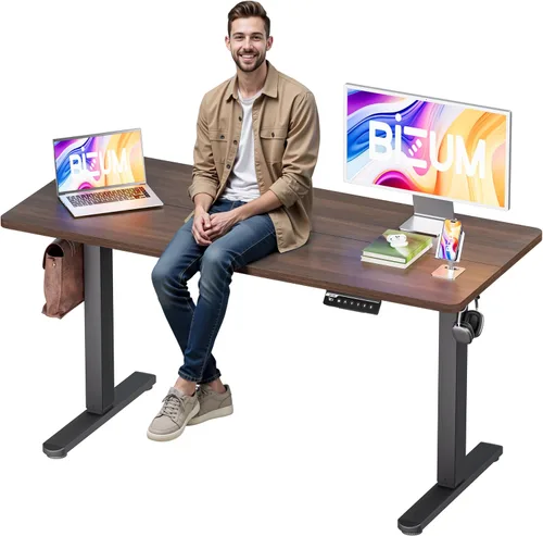 Vista 29 de BIZUM - Escritorio de pie eléctrico de 40x24 pulgadas con ajuste de altura y configuraciones de memoria, escritorio ergonómico para sentarse o estar