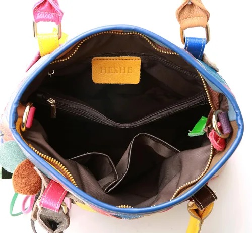 Vista 8 de Bolso Heshe multicolor, bolso de mano, cartera redonda, bolso cruzado para mujer
