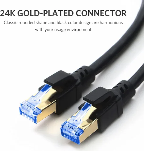 Vista 5 de Cable Ethernet Cat8, cable de conexión de red profesional de 40 Gbps 2000 Mhz S/FTP LAN, cable de Internet de alta velocidad con conector RJ45