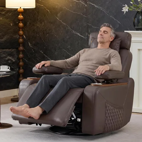 Vista 3 de Power Swivel Rocker Recliner Chair for Living Room, Dark Brown