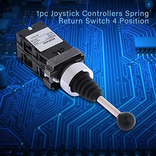 Vista 3 de Interruptor de palanca de mando de 4 posiciones, Controladores de joystick Interruptor de retorno de resorte Joy Stick Control Reemplazo Negro