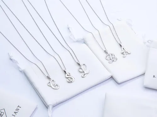 Vista 8 de B BRILLIANT Sterling Silver Personalized Alphabet Letter Name Script Initial Pendant Necklace for Women Girls