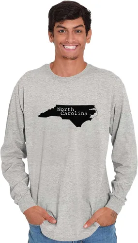 Vista 10 de North Carolina State Map Shape Souvenir NC Camiseta de manga larga para hombres y mujeres