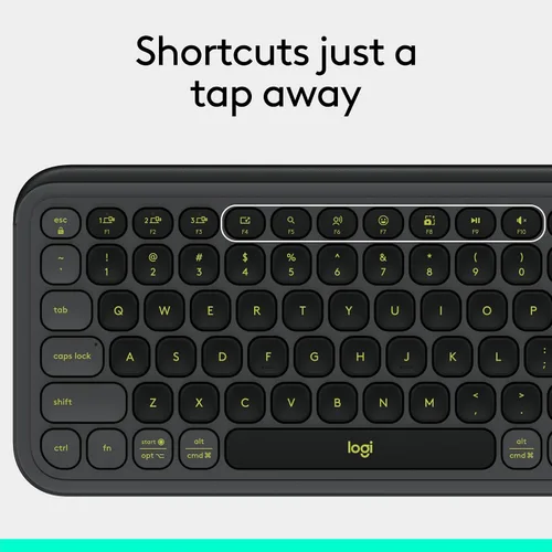 Vista 9 de Logitech POP ICON Keys Teclado Bluetooth inalámbrico, escritura cómoda, teclas programables, fácil de cambiar entre hasta 3 dispositivos