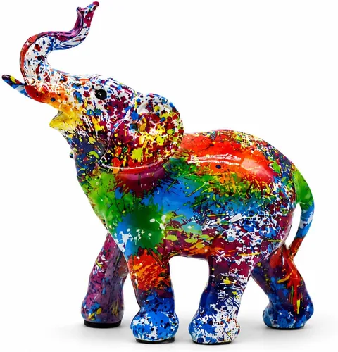 Vista 10 de Estatua de elefante, para mujer, coloridas figuras de elefante de resina, regalos de elefante para mujer, decoración de elefante para el hogar